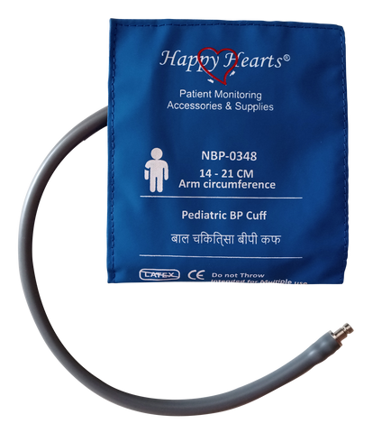 Happy Hearts Reusable NIBP Cuff Pediatric Single Tube Royal Blue 14-21cm PU - LubdubBazaar