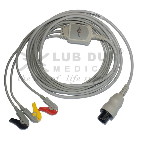 Mindray compatible 3 lead ECG cable 6 pin connector