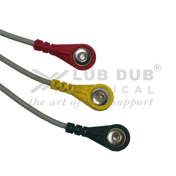 BPL compatible 3 lead ECG cable snap type connector