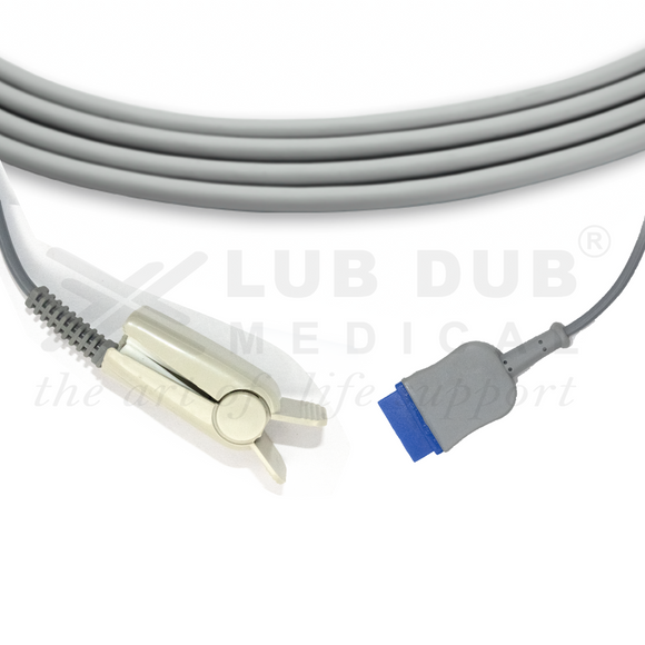 3 meter SpO2 adult clip probe compatible with GE S5 B20 B30 B40 Trusat 11 pin device