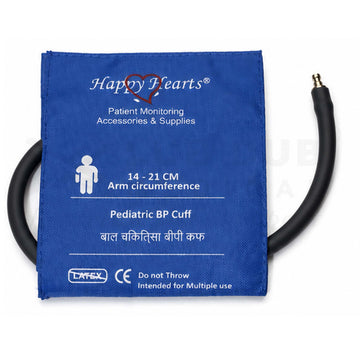 Reusable NIBP Cuff Happy Hearts Pediatric Single Tube Royal Blue 14-21cm (LDM)