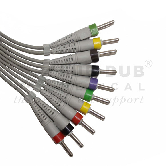 10 Lead ECG Cable Compatible BPL 6108-T (NON MOULDED) 15 pin 4mm Banana type