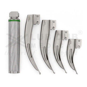 Fiber Optical Laryngoscope Mac Adult Handle with 4 Blade (1,2,3,4)
