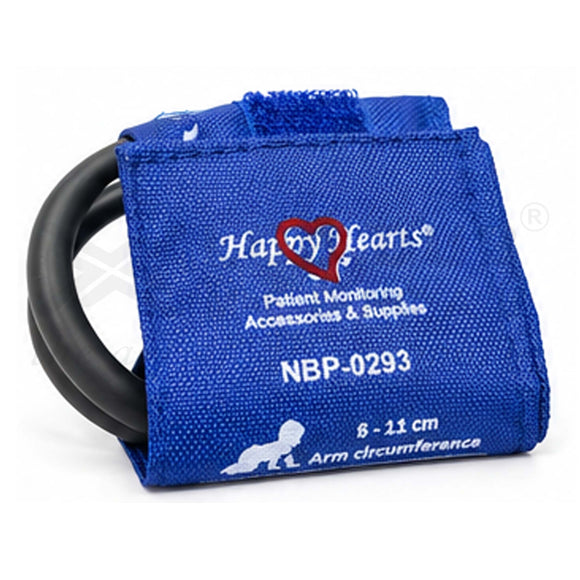 Reusable NIBP Cuff Happy Hearts Neonatal Single Tube Royal Blue 6-11cm LDM