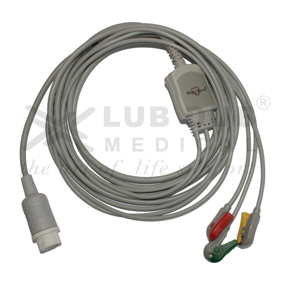 HP compatible 3 lead ECG cable 12 pin connector