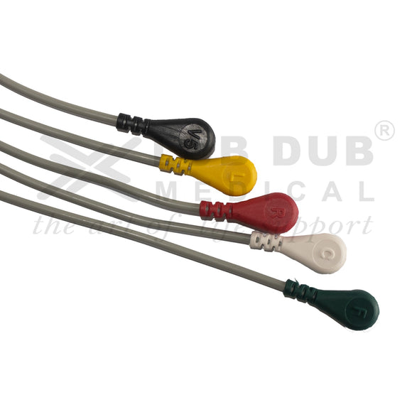 Spacelabs compatible ECG cable 5 lead snap connector