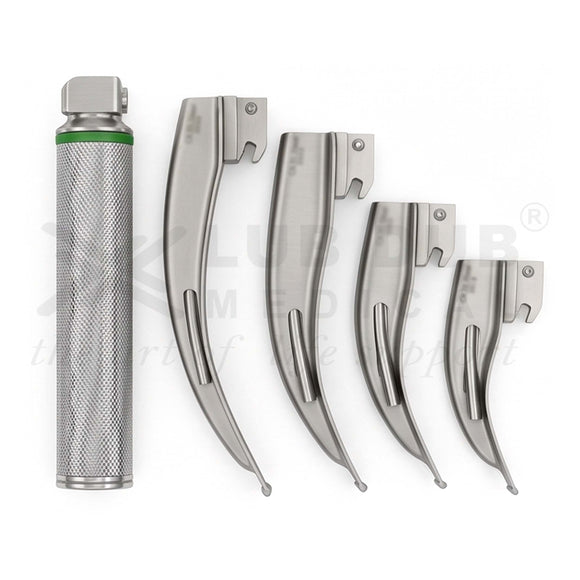 Buy Fiber Optic Laryngoscope Mac Adult Handle with 4 Blades (Size 1,2,3,4). Laryngoscope Set for OT & ICU intubation. Fast shipping across India.