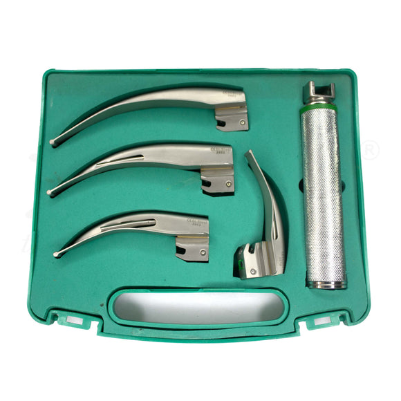 Buy Fiber Optic Laryngoscope Mac Adult Handle with 4 Blades (Size 1,2,3,4). Laryngoscope Set for OT & ICU intubation. Fast shipping across India.
