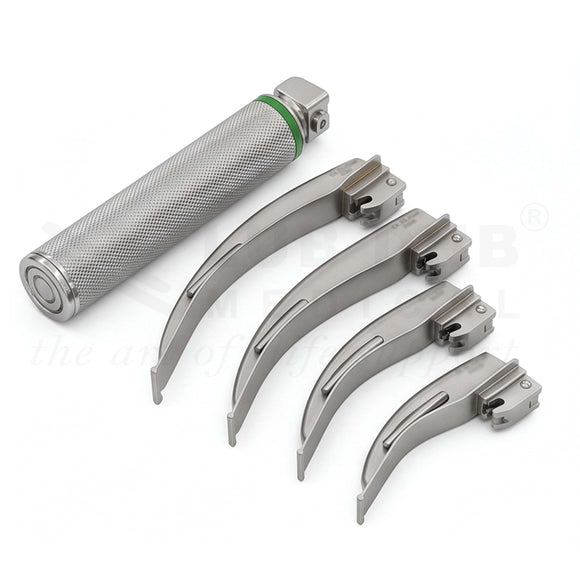 Buy Fiber Optic Laryngoscope Mac Adult Handle with 4 Blades (Size 1,2,3,4). Laryngoscope Set for OT & ICU intubation. Fast shipping across India.