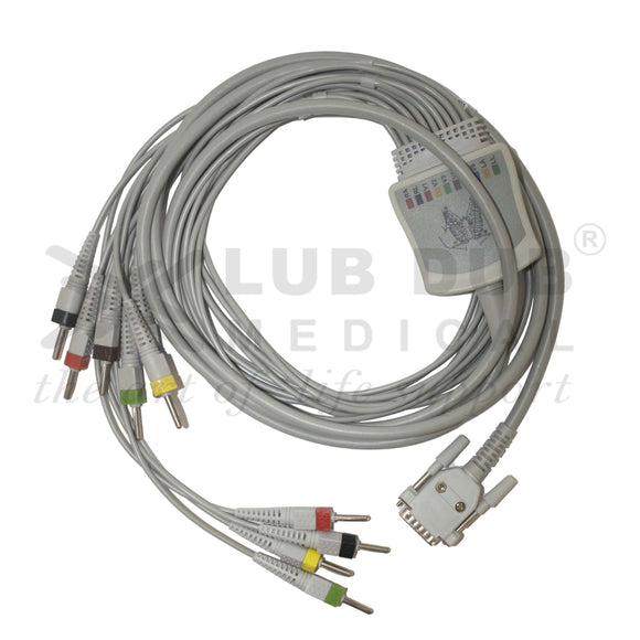 Diagnostic ECG cable 4mm banana type GE compatible