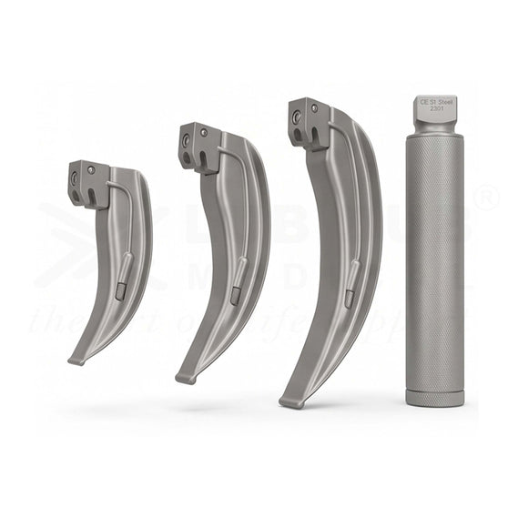Buy Laryngoscope Mac Adult Handle with Blades Size 2, 3, 4. Standard laryngoscope set for OT intubation. Fast shipping across India.