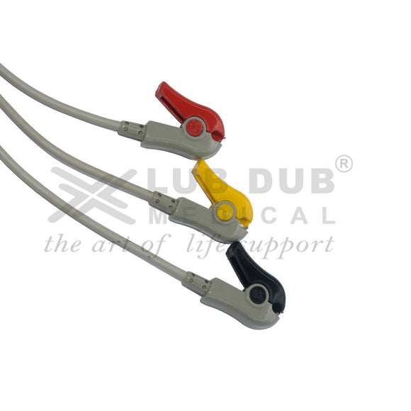 GE Cardioserve Compatible 3 Lead ECG Cable
