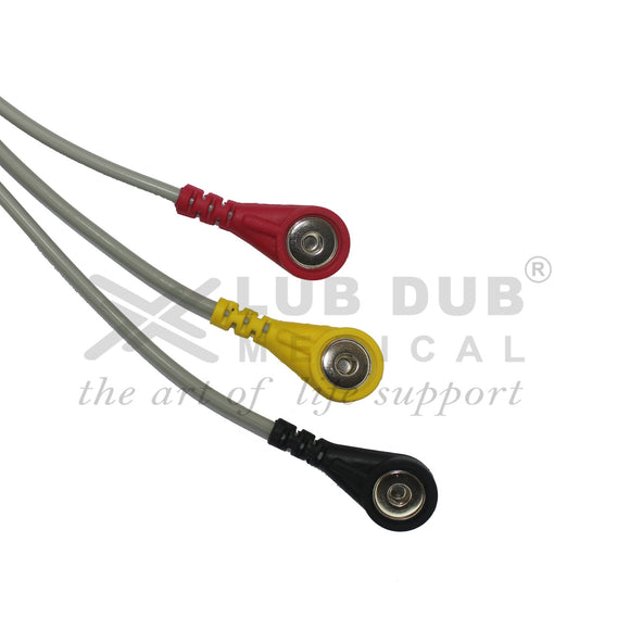 BPL Compatible 3 Lead ECG Cable Snap Type