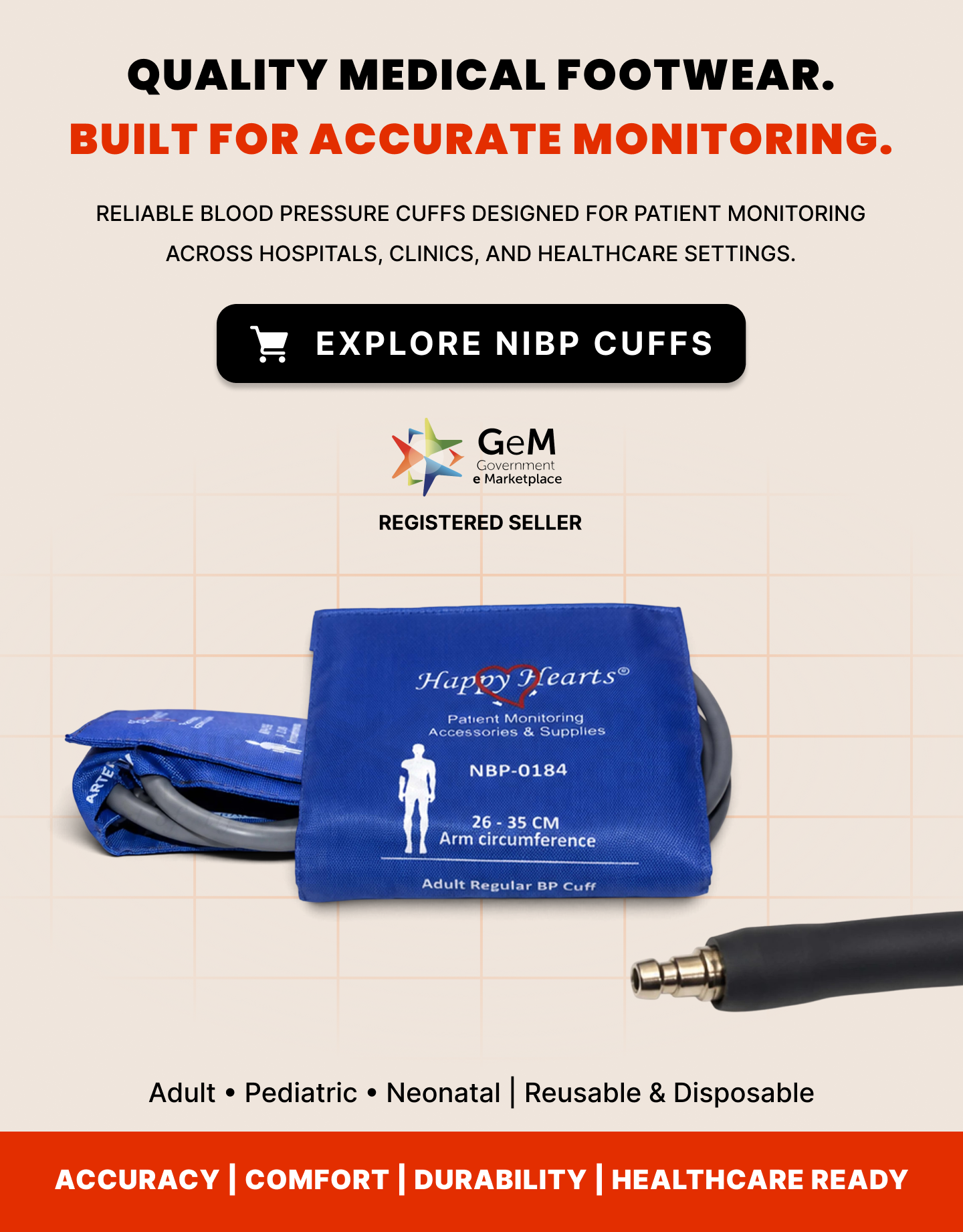 Nibp cuffs bp cuffs blood pressure accessories   lub dub bazaar