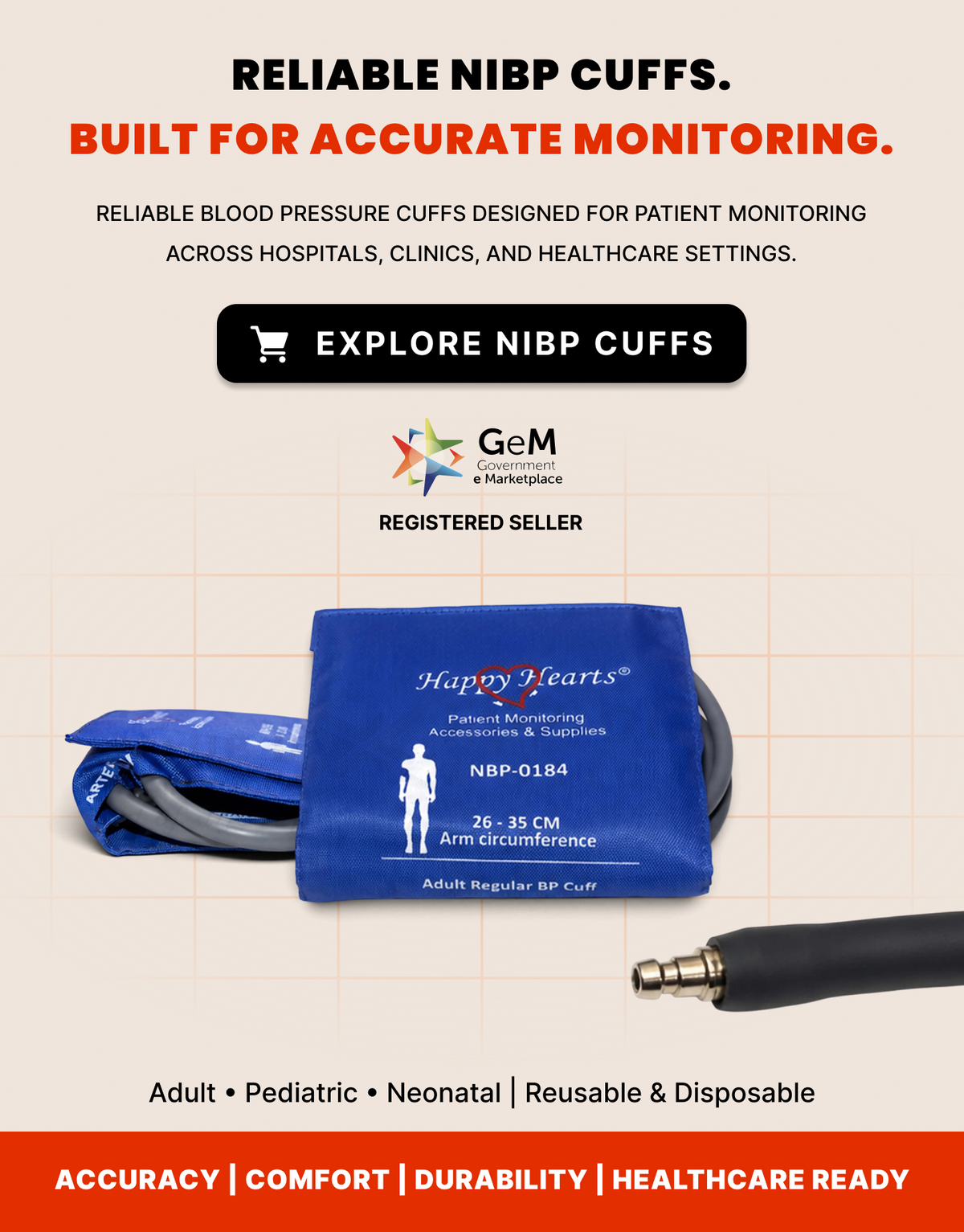 Nibp cuffs bp cuffs blood pressure accessories   lub dub bazaar