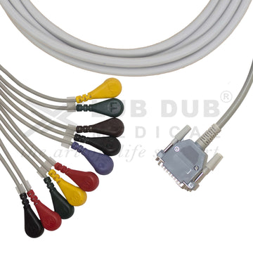 RMS 10 Lead TMT ECG Cable 25 Pin Snap Type