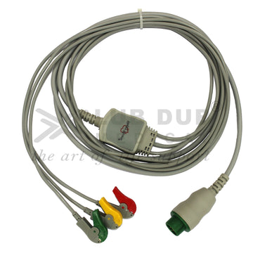3 Lead ECG Cable Compatible with Schiller Elite 12 Pin Clip type