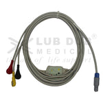 3 Lead ECG Cable Compatible with Biosys Redel 6 Pin Snap/Button type