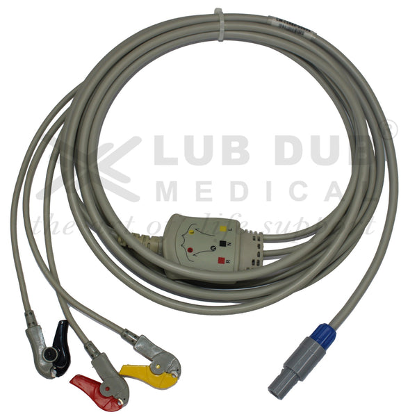 3 Lead ECG Cable Compatible with Biosys 6 Pin Redel Clip type