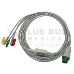 3 Lead ECG Cable Compatible with SCHILLER TRUSCOPE MINI 12 Pin Clip type