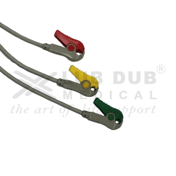 3 Lead ECG Cable Compatible with SCHILLER TRUSCOPE MINI 12 Pin Clip type