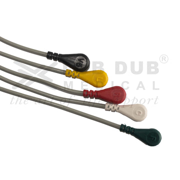 5 Lead ECG Cable Compatible with Datascope Passport2 12 Pin Snap type