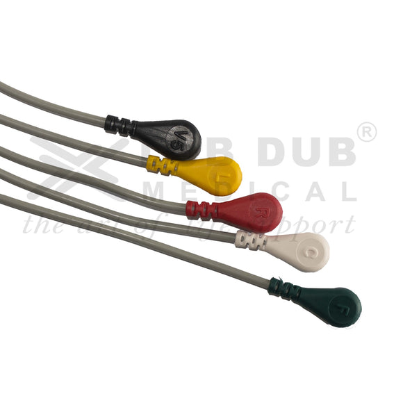 5 Lead ECG Cable Compatible with Datascope Passport2 12 Pin Snap type