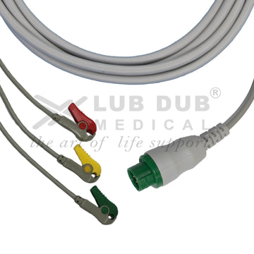 ECG Cable 3 Lead | Compatible with Schiller Truscope II 12 Pin Clip Type - 0