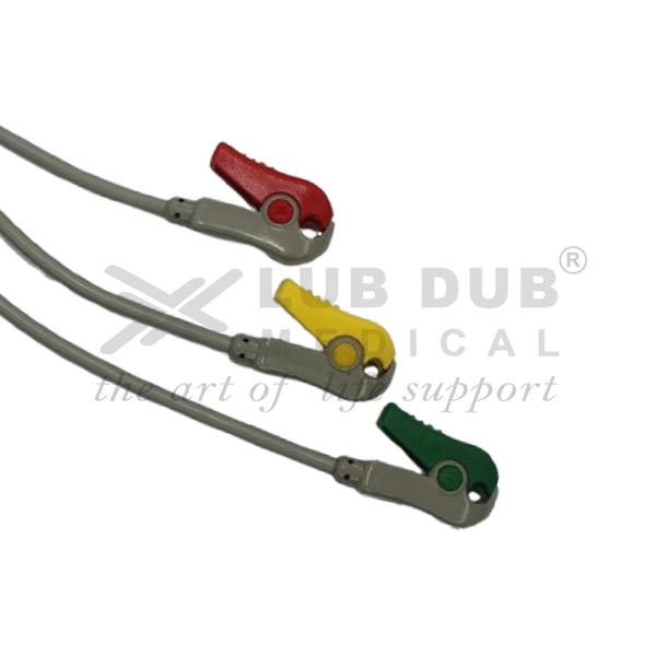 3 Lead ECG Cable Compatible with Schiller Truscope II 12 Pin Clip type