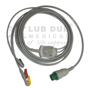 3 Lead ECG Cable Compatible with Schiller Truscope II 12 Pin Clip type