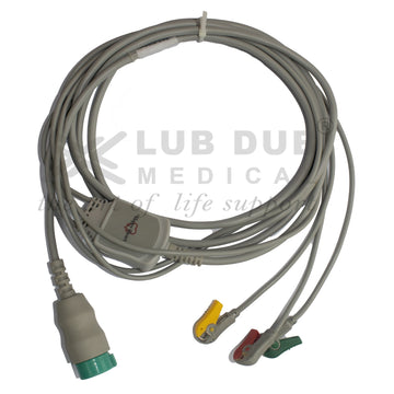 3 Lead ECG Cable Compatible with Physiocontrol LP20 12 Pin Clip type