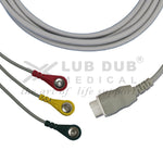 3 Lead ECG Cable Compatible with PHILIPS 12 Pin Snap Type