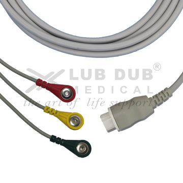 3 Lead ECG Cable Compatible with PHILIPS 12 Pin Snap Type