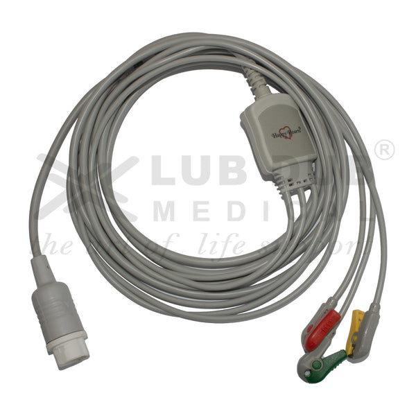 3 Lead ECG Cable Compatible with HP 12 Pin Clip type