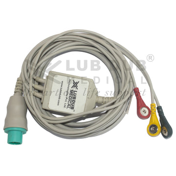3 Lead ECG Cable Compatible with Siliconlab 6 Pin Snap type