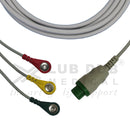 3 Lead ECG Cable Compatible with Schiller TRUSCOPE MINI 12 Pin - Snap type-3