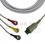 3 Lead ECG Cable Compatible with Schiller TRUSCOPE MINI 12 Pin - Snap type