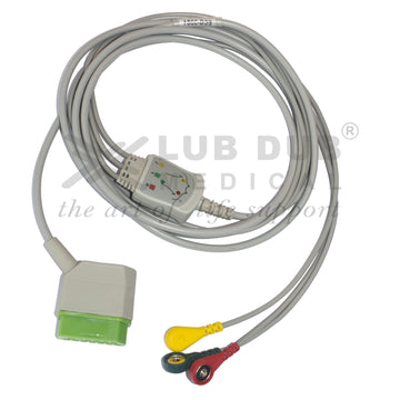 3 Lead ECG Cable Compatible with Nihonkhoden 12 Pin Snap type
