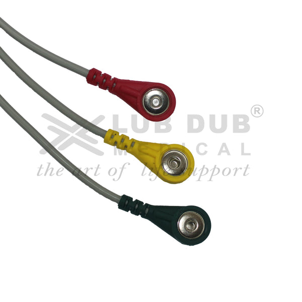 3 Lead ECG Cable Compatible with Nihonkhoden 12 Pin Snap type