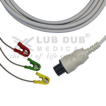 3 Lead ECG Cable Compatible with mindray 6 Pin Minipinch type - 0