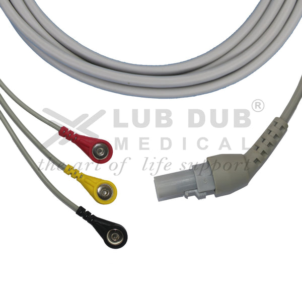 3 Lead ECG Cable Compatible with L&T 7 Pin Snap type