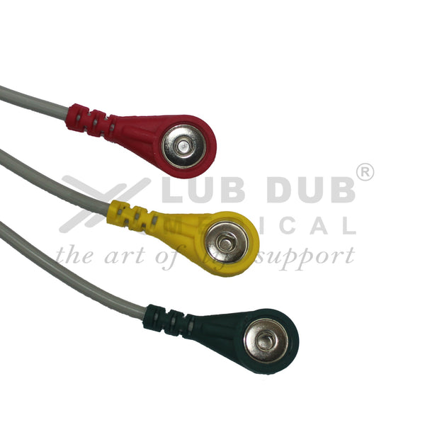 3 Lead ECG Cable Compatible with L&T 12 Pin Snap type
