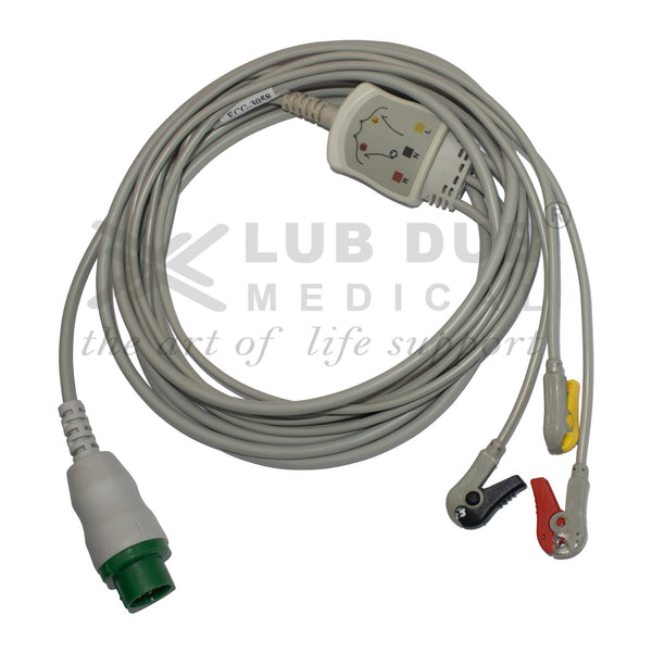 3 Lead ECG Cable Compatible with L&T 12 Pin Clip type