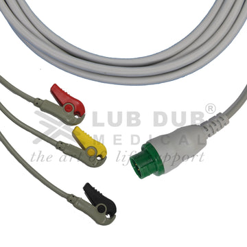 3 Lead ECG Cable Compatible with L&T 12 Pin Clip type