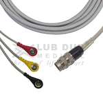 3 Lead ECG Cable Compatible with Inchem 5 pin Snap type