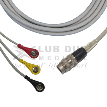 3 Lead ECG Cable Compatible with Inchem 5 pin Snap type