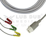 3 Lead ECG Cable Compatible with HP 12 Pin Minipinch