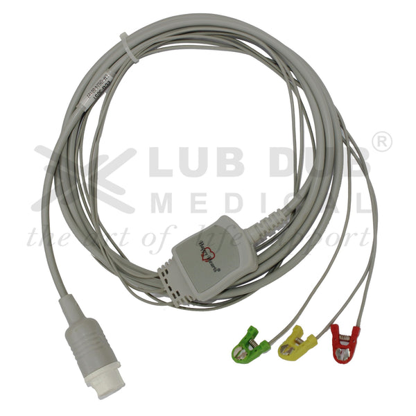 3 Lead ECG Cable Compatible with HP 12 Pin Minipinch