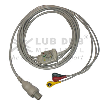 3 Lead ECG Cable Compatible with GE CardioserveDefib 7 pin Snap Type