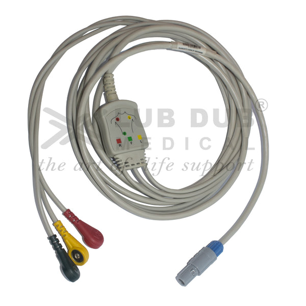 3 Lead ECG Cable Compatible with BPL PM9000 6 Pin Redel Snap type